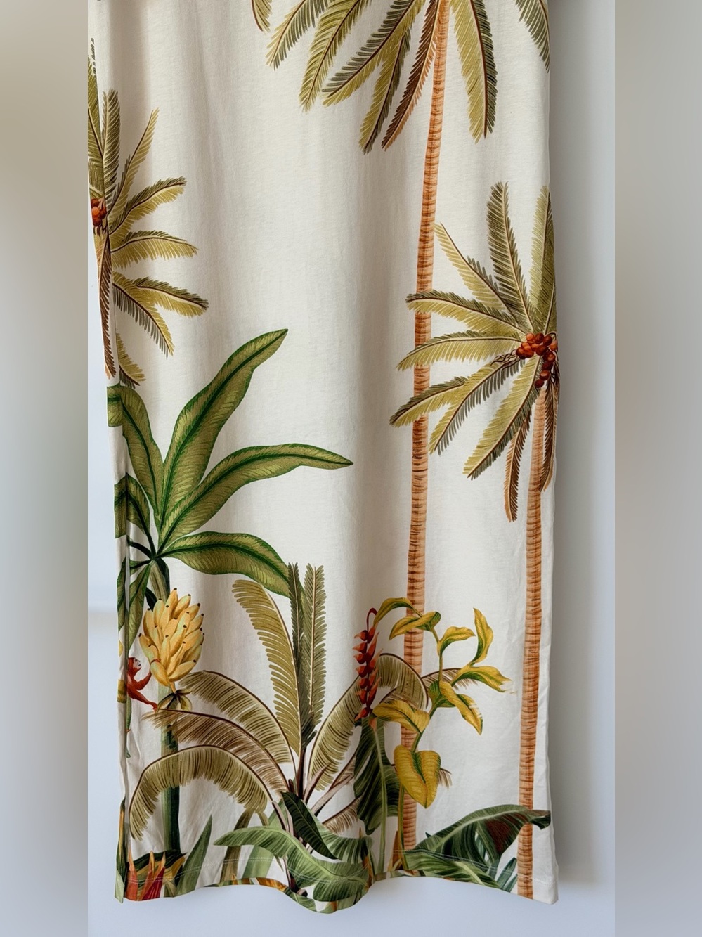 FARM RIO Tropical Palm Print Maxi Dress COVERUP Cream & Green - Picture 7 of 7